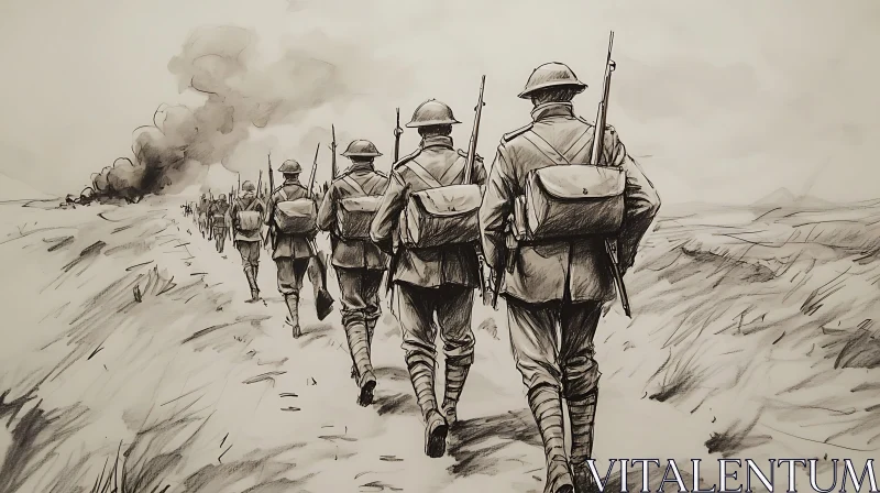 Marching Soldiers Sketch Art