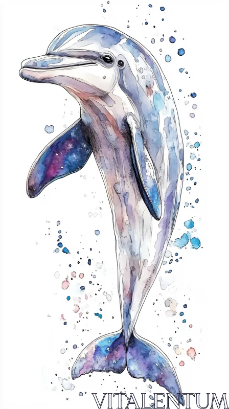 Artistic Dolphin in Watercolor