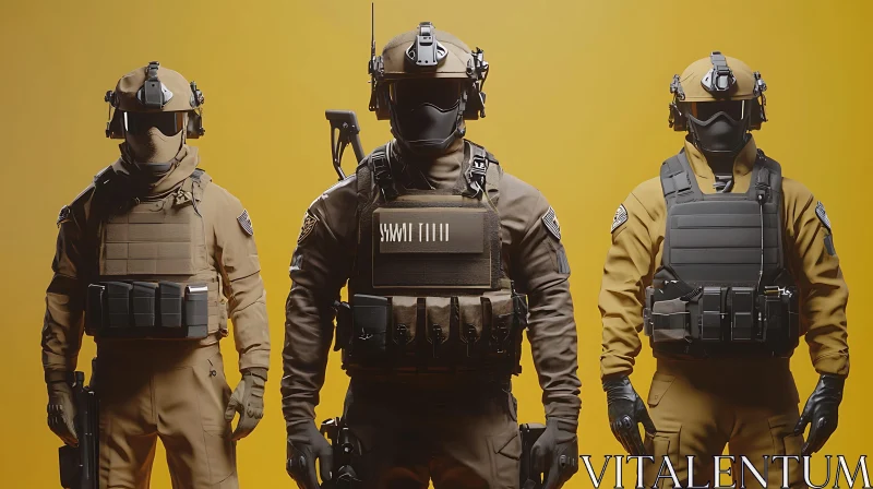 Three Soldiers in Tactical Uniforms