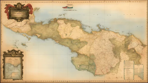 Sepia Toned Historical Territory Map