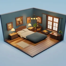 Charming Bedroom with Wooden Accents