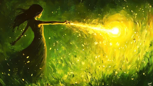 Mystical Woman Radiating Light