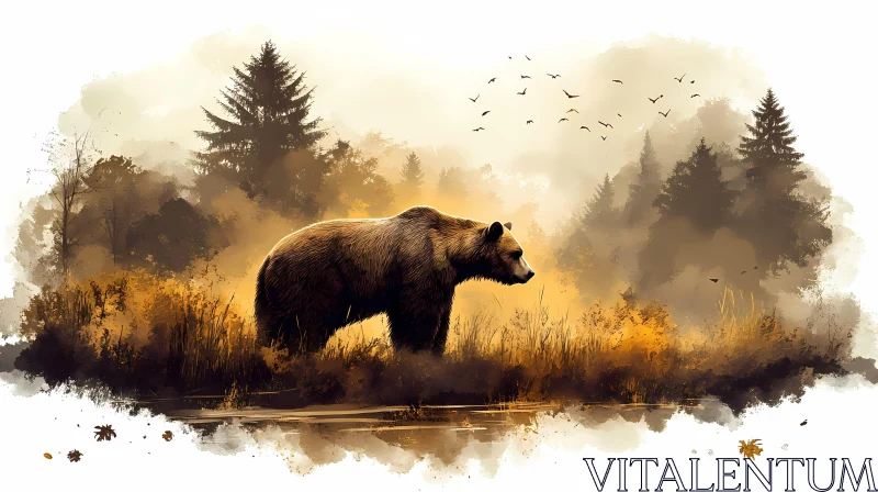 Bear in Golden Forest