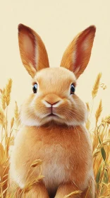 Golden Wheat and Playful Bunny