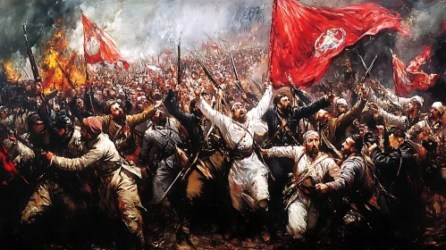 Revolutionary Uprising: A Detailed Crowd Scene