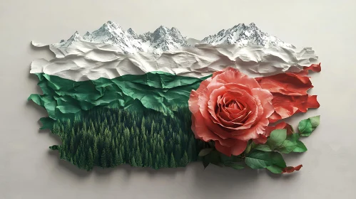 Floral Mountain Flag Composition