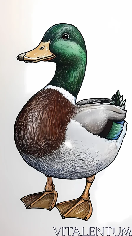 Duck Drawing with Colorful Details