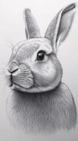 Detailed Rabbit Illustration in Monochrome