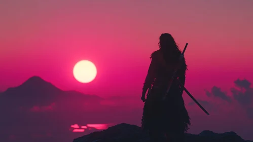 Magenta Sunset Silhouette