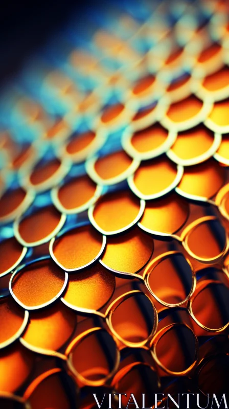 Abstract Macro Image of Metallic Honeycomb Pattern AI Image