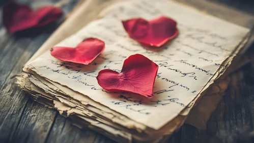 Vintage Love Letters with Rose Petals