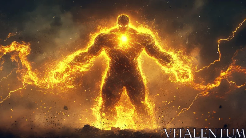 Mystical Fire Being with Energy Flames