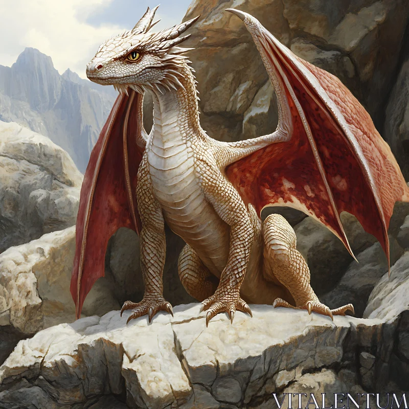 Fantasy Dragon on Mountain Ledge