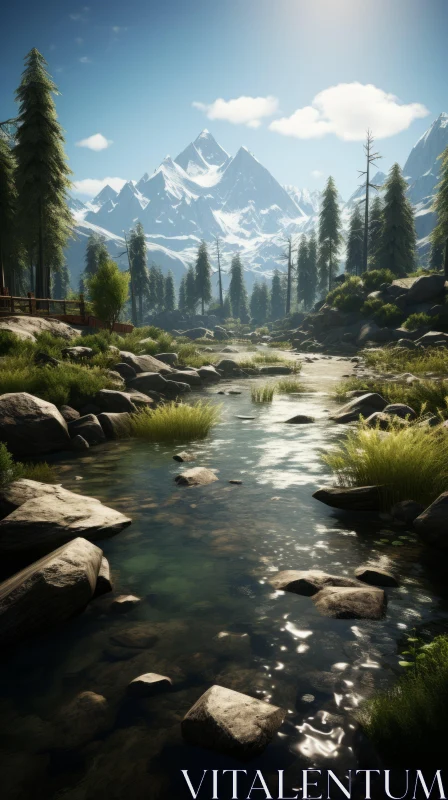 Captivating Mountain River in Cryengine Style AI Image