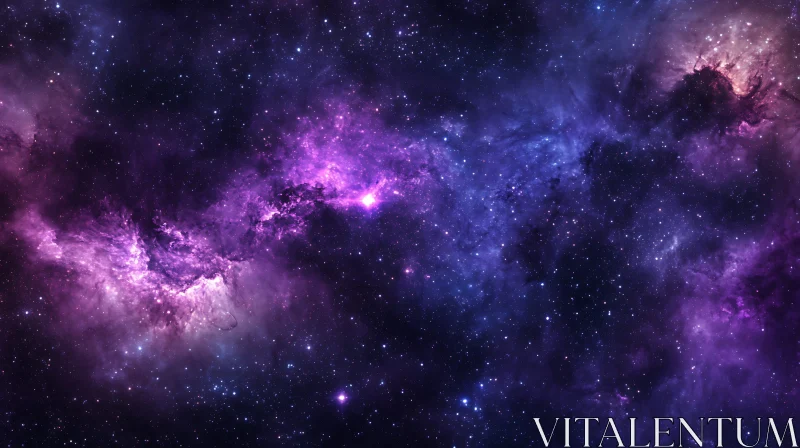 Purple and Blue Nebula with Twinkling Stars