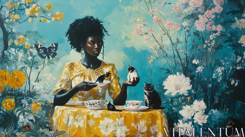 Floral Cats Painting