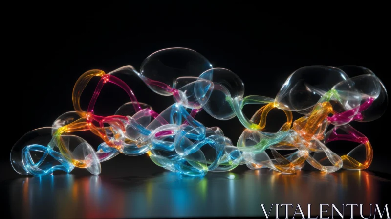 Colorful Glass Composition with Tangled Forms - Illuminated Sculpture AI Image