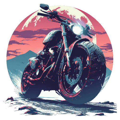 Custom Chopper Motorcycle in Desert Landscape Illustration