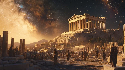 Parthenon in Athens at Night