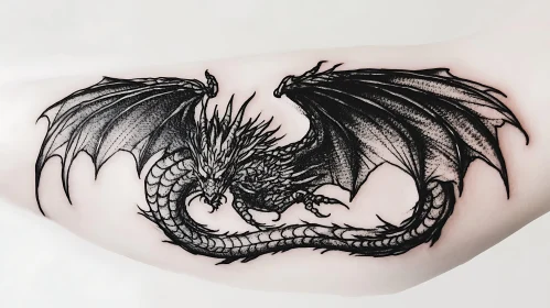 Intricate Blackwork Dragon Tattoo Art