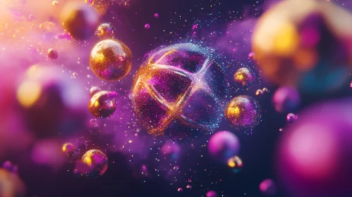 Glittering Spheres Abstract Composition