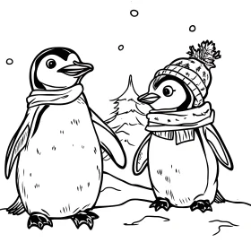 Charming Penguins in Winter Attire