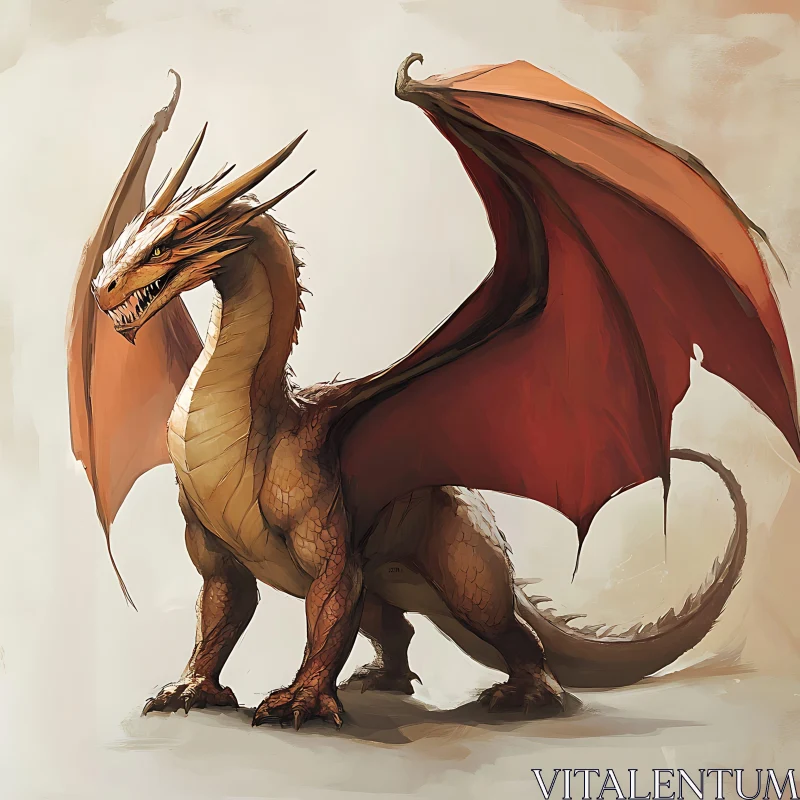 Reddish-Brown Dragon: A Mythical Beast AI Image