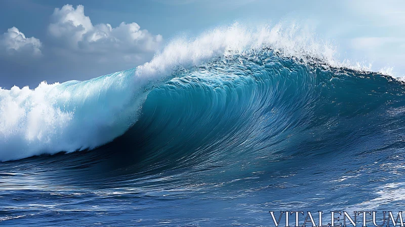 Blue Ocean Wave with Cloudscape