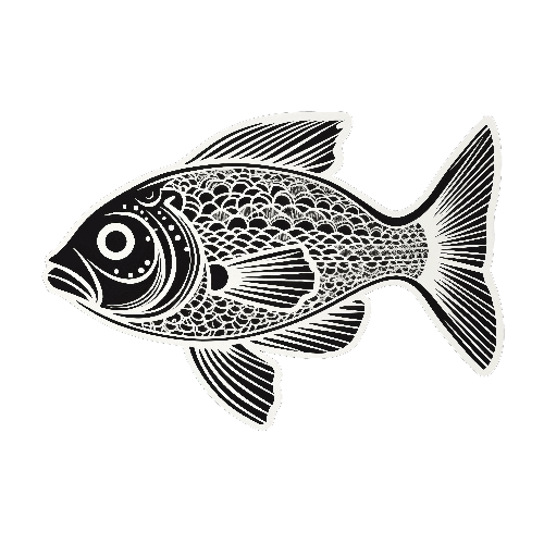 Elegant Black and White Line Drawing of a Fish