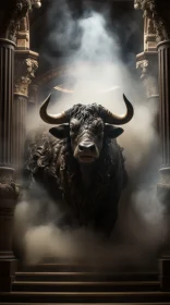 Epic Portraiture of a Bull in Smoke-filled Room