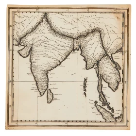 Historical Asian Continent Map - Vintage Style