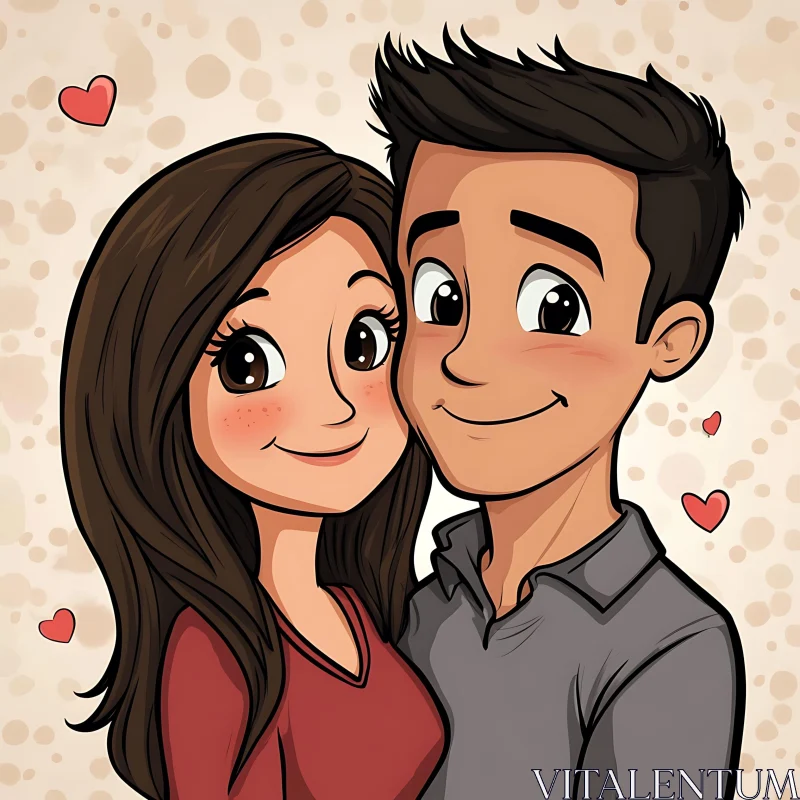 Affectionate Cartoon Couple Art