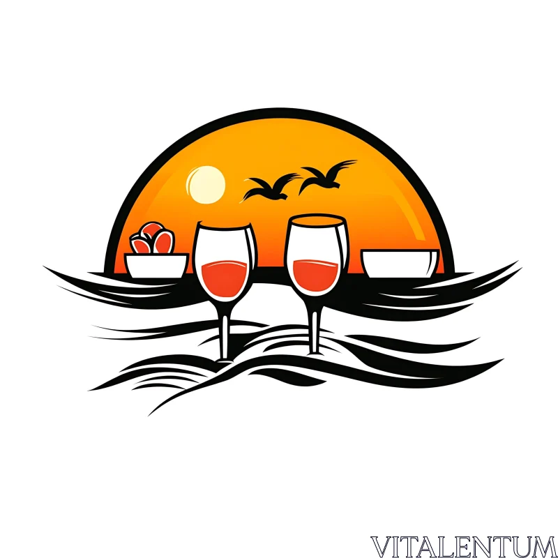 Wine Toast at Sunset