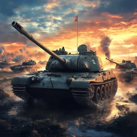 Sunset Armor: Tanks in Formation