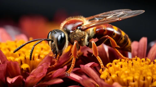 Maroon and Orange Wasp on Flower - A Transportcore Reflection