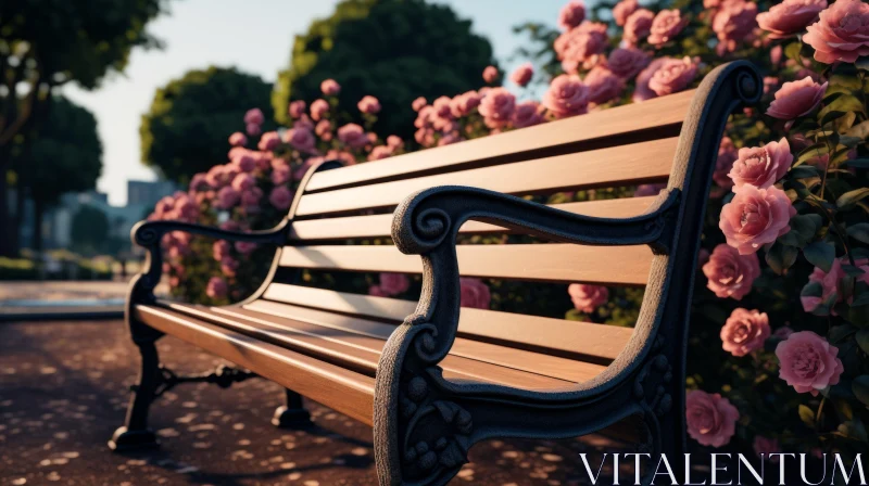 AI ART Rose Park Bench: A Harmony of Nature and Craftsmanship