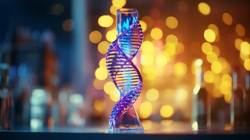 Sparkling DNA Crystal with Bluish Lighting - Tabletop Photography