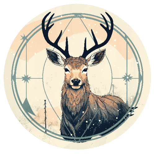 Staring Deer: A Geometric Deer Portrait Against Light Peach