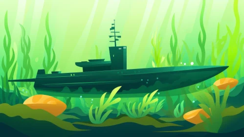 Underwater Submarine in the Ocean - Nature-Inspired Camouflage
