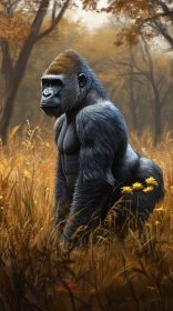 Gorilla Amidst Autumn Foliage