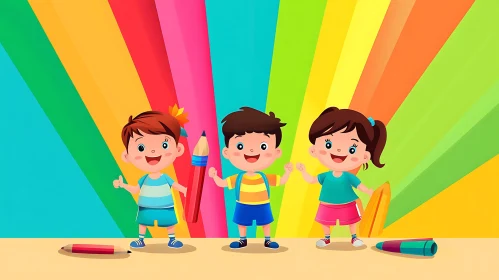 Colorful Cartoon Kids Illustration