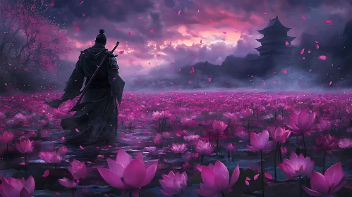 Warrior in Lotus Field