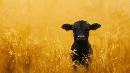 Young Calf Amidst Golden Grasses