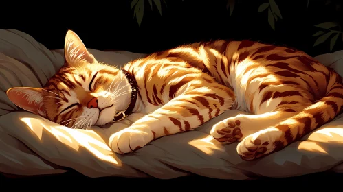 Tranquil Feline Resting in Warm Light