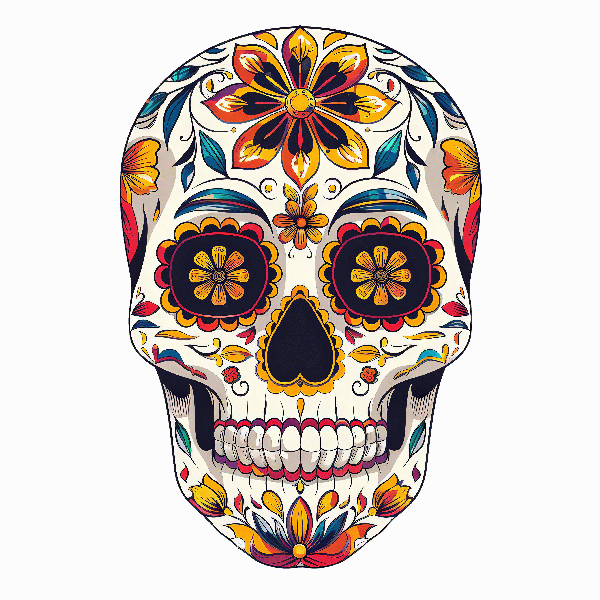 Colorful Floral Skull Design POD Design