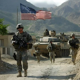 Armed Forces with USA Flag