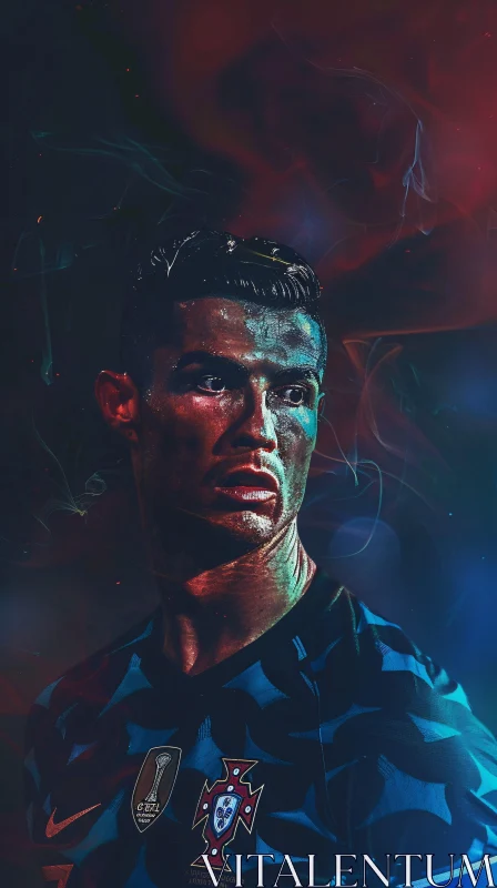 Intense Cristiano Ronaldo Portrait AI Image