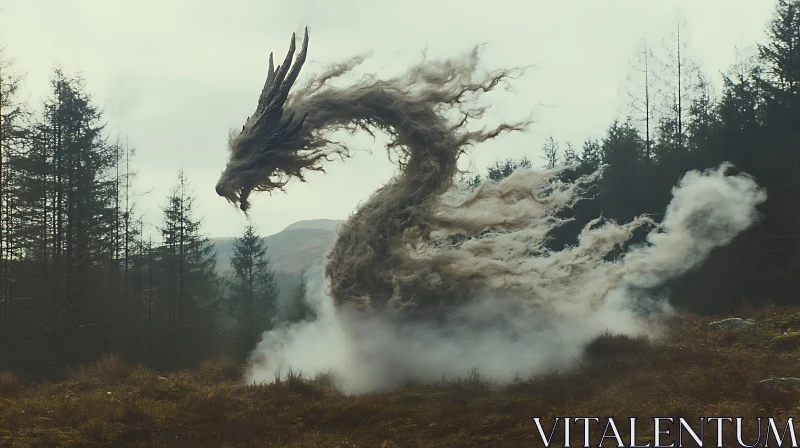 AI ART Dragon Made of Smoke in Forest