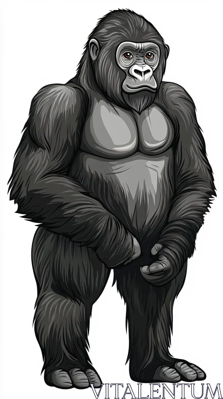 Primate Art: Standing Gorilla AI Image