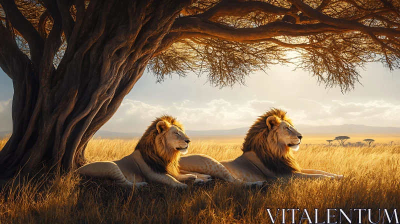 Resting Lions AI Image